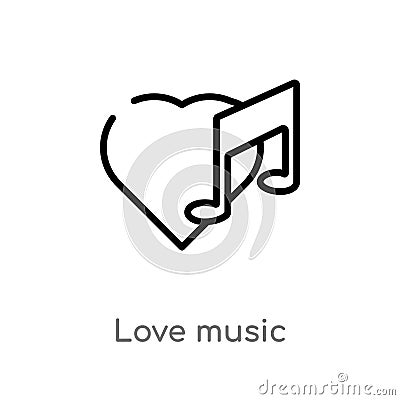 outline love music vector icon. isolated black simple line element illustration from birthday party and wedding concept. editable Vector Illustration