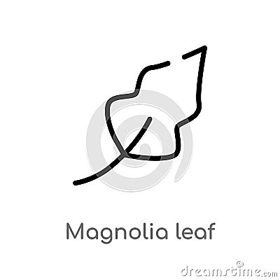 outline magnolia leaf vector icon. isolated black simple line element illustration from nature concept. editable vector stroke Vector Illustration