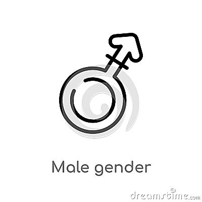 outline male gender vector icon. isolated black simple line element illustration from signs concept. editable vector stroke male Vector Illustration