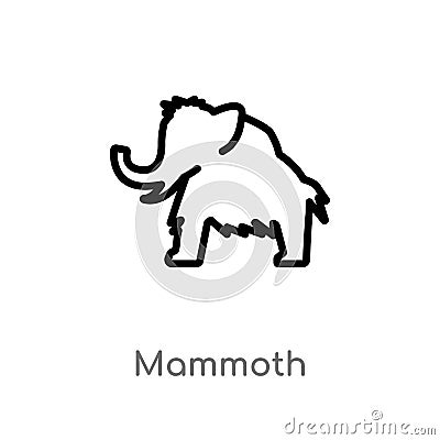 outline mammoth vector icon. isolated black simple line element illustration from stone age concept. editable vector stroke Vector Illustration