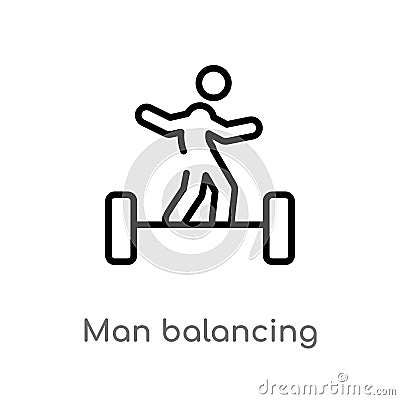 outline man balancing vector icon. isolated black simple line element illustration from sports concept. editable vector stroke man Vector Illustration