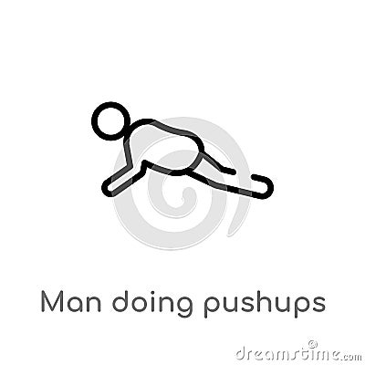 outline man doing pushups vector icon. isolated black simple line element illustration from sports concept. editable vector stroke Vector Illustration