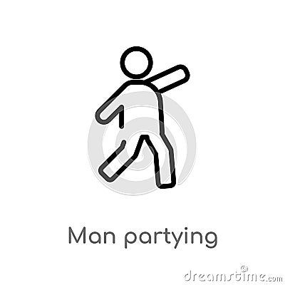 outline man partying vector icon. isolated black simple line element illustration from people concept. editable vector stroke man Vector Illustration