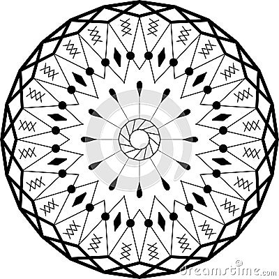 Outline mandala circular ornament. Intricate pattern. Vector Vector Illustration