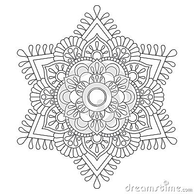 Outline Mandala for coloring book. Anti-stress therapy pattern. Decorative round ornament. Vector image Vector Illustration