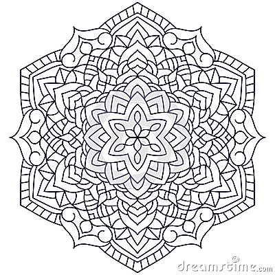 Outline Mandala for coloring book Vector Illustration