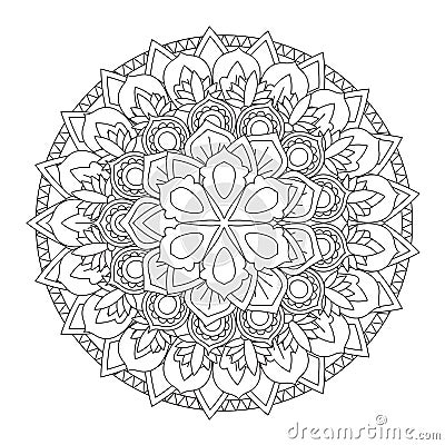 Outline Mandala for coloring book. Decorative round ornament. Vector Illustration