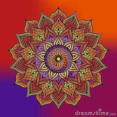 Outline Mandala. Decorative round ornament. Weave design element. Yoga logo. Vector Illustration