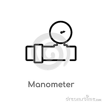 outline manometer vector icon. isolated black simple line element illustration from measurement concept. editable vector stroke Vector Illustration