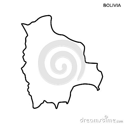 Outline map of Bolivia vector design template. Editable Stroke. Vector Illustration