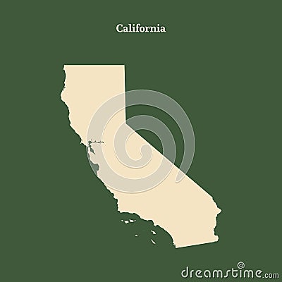 Outline map of California. illustration. Cartoon Illustration