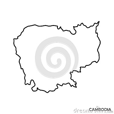 Outline map of Cambodia vector design template. Editable Stroke. Vector Illustration