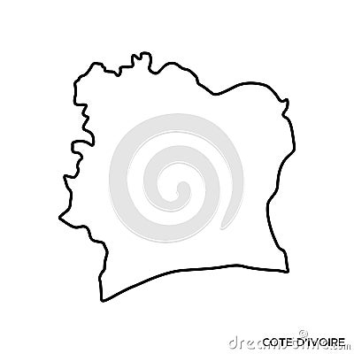 Outline map of Cote d`Ivoire vector design template. Editable Stroke. Vector Illustration