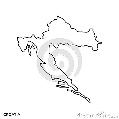Outline map of Croatia vector design template. Editable Stroke. Vector Illustration