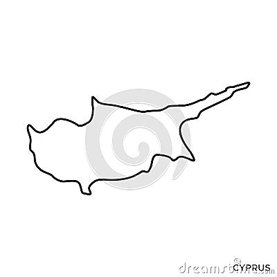 Outline map of Cyprus vector design template. Editable Stroke. Vector Illustration