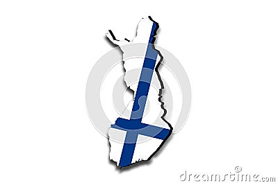 Outline map of Finland with the national flag Stock Photo
