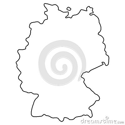 Outline map of Germany, geographic borders of the country deutschland, deutsch land Vector Illustration