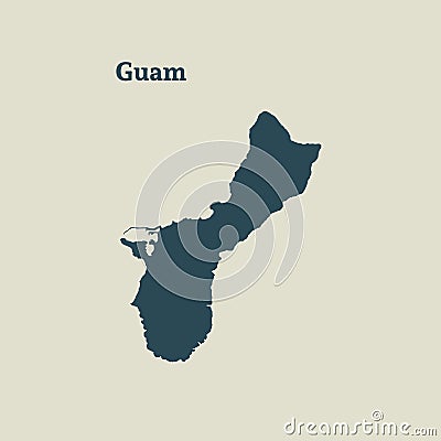 Outline map of Guam. illustration. Cartoon Illustration