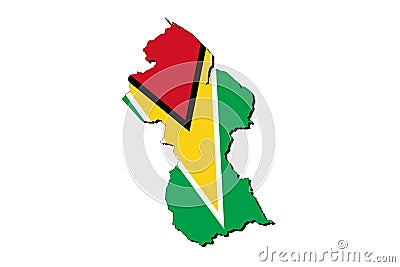 Outline map of Guyana with the national flag Stock Photo