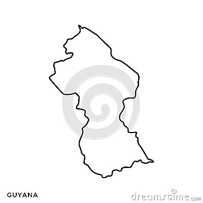 Outline map of Guyana vector design template. Editable Stroke. Vector Illustration