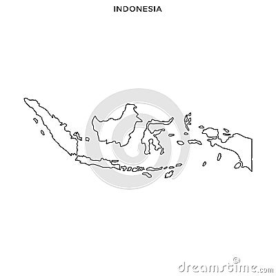 Outline map of Indonesia vector design template. Editable Stroke. Vector Illustration