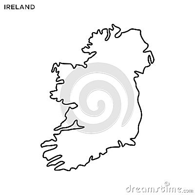 Outline map of Ireland vector design template. Editable Stroke. Vector Illustration