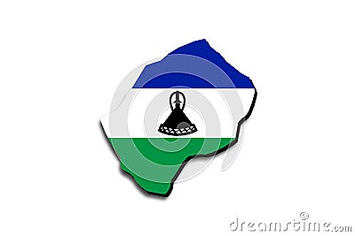 Outline map of Lesotho with the national flag Stock Photo