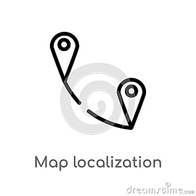 outline map localization vector icon. isolated black simple line element illustration from maps and flags concept. editable vector Vector Illustration