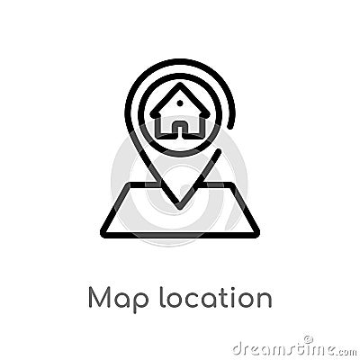 outline map location vector icon. isolated black simple line element illustration from real estate concept. editable vector stroke Vector Illustration