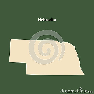 Outline map of Nebraska. illustration. Cartoon Illustration