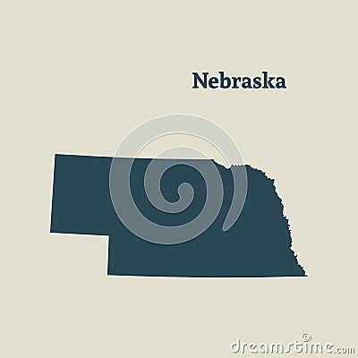 Outline map of Nebraska. illustration. Cartoon Illustration