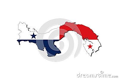 Outline map of Panama with the national flag Stock Photo