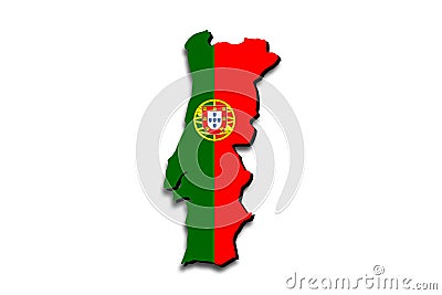 Outline map of Portugal with the national flag Stock Photo