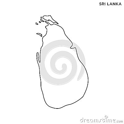 Outline map of Sri Lanka vector design template. Editable Stroke. Vector Illustration