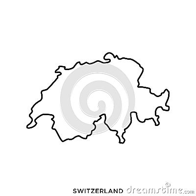 Outline map of Switzerland vector design template. Editable Stroke. Vector Illustration