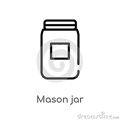 outline mason jar vector icon. isolated black simple line element illustration from fruits and vegetables concept. editable vector Vector Illustration