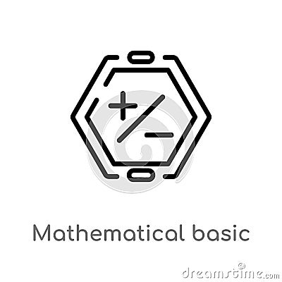 outline mathematical basic vector icon. isolated black simple line element illustration from signs concept. editable vector stroke Vector Illustration