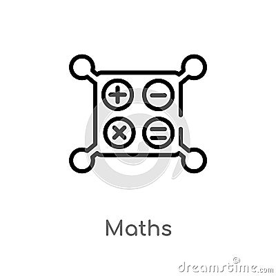 outline maths vector icon. isolated black simple line element illustration from education 2 concept. editable vector stroke maths Vector Illustration