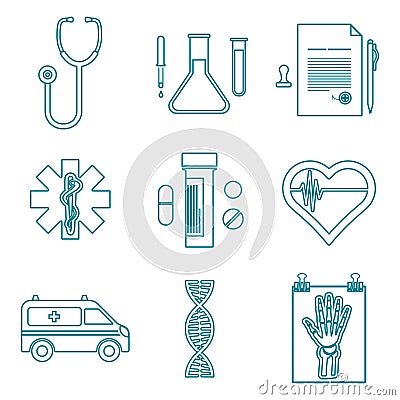 Outline medical icons set Vector Illustration