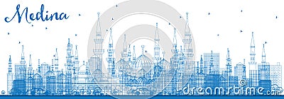 Outline Medina Skyline with Blue Buildings. Stock Photo