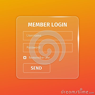 outline member login box on orange Vector Illustration