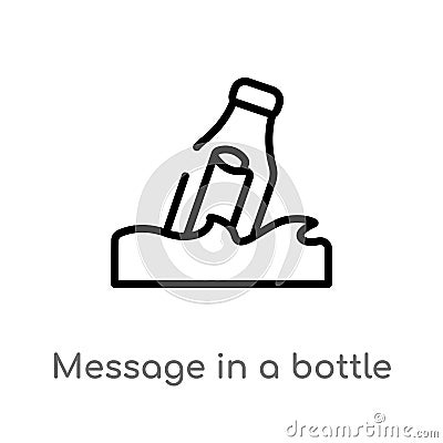 outline message in a bottle vector icon. isolated black simple line element illustration from nautical concept. editable vector Vector Illustration