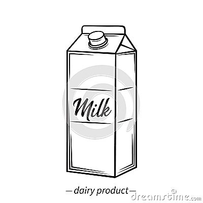 Outline milk carton icon Vector Illustration