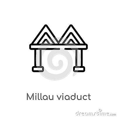 outline millau viaduct vector icon. isolated black simple line element illustration from monuments concept. editable vector stroke Vector Illustration