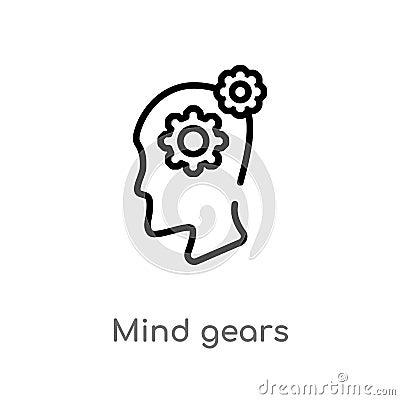 outline mind gears vector icon. isolated black simple line element illustration from productivity concept. editable vector stroke Vector Illustration