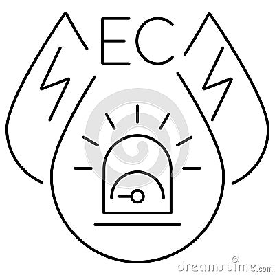 Outline minimal icon of the low Water Electrical Conductivity alarm trigger Vector Illustration