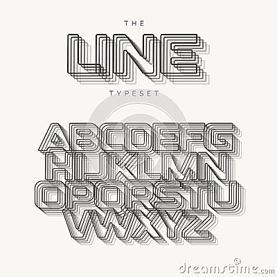 Outline modern alphabet, line vector typeset, blend effect letters. Best typography design for banner, poster, flyer and Vector Illustration