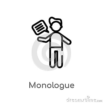 outline monologue vector icon. isolated black simple line element illustration from people concept. editable vector stroke Vector Illustration