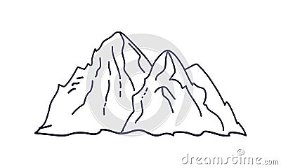 Outline mountains. Icon. Nature, adventure, mountaineering, tourism. Vector Illustration