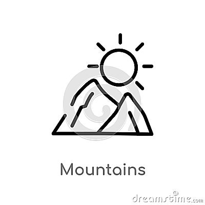 outline mountains vector icon. isolated black simple line element illustration from summer concept. editable vector stroke Vector Illustration